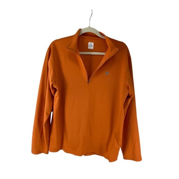 Techwick Orange Half-Zip Long Sleeve Pullover Shirt Sz S Lightweight Activewear - Picture 1 of 9